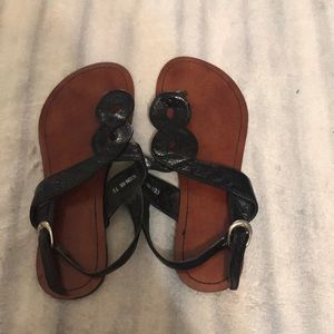 Black leather sandals